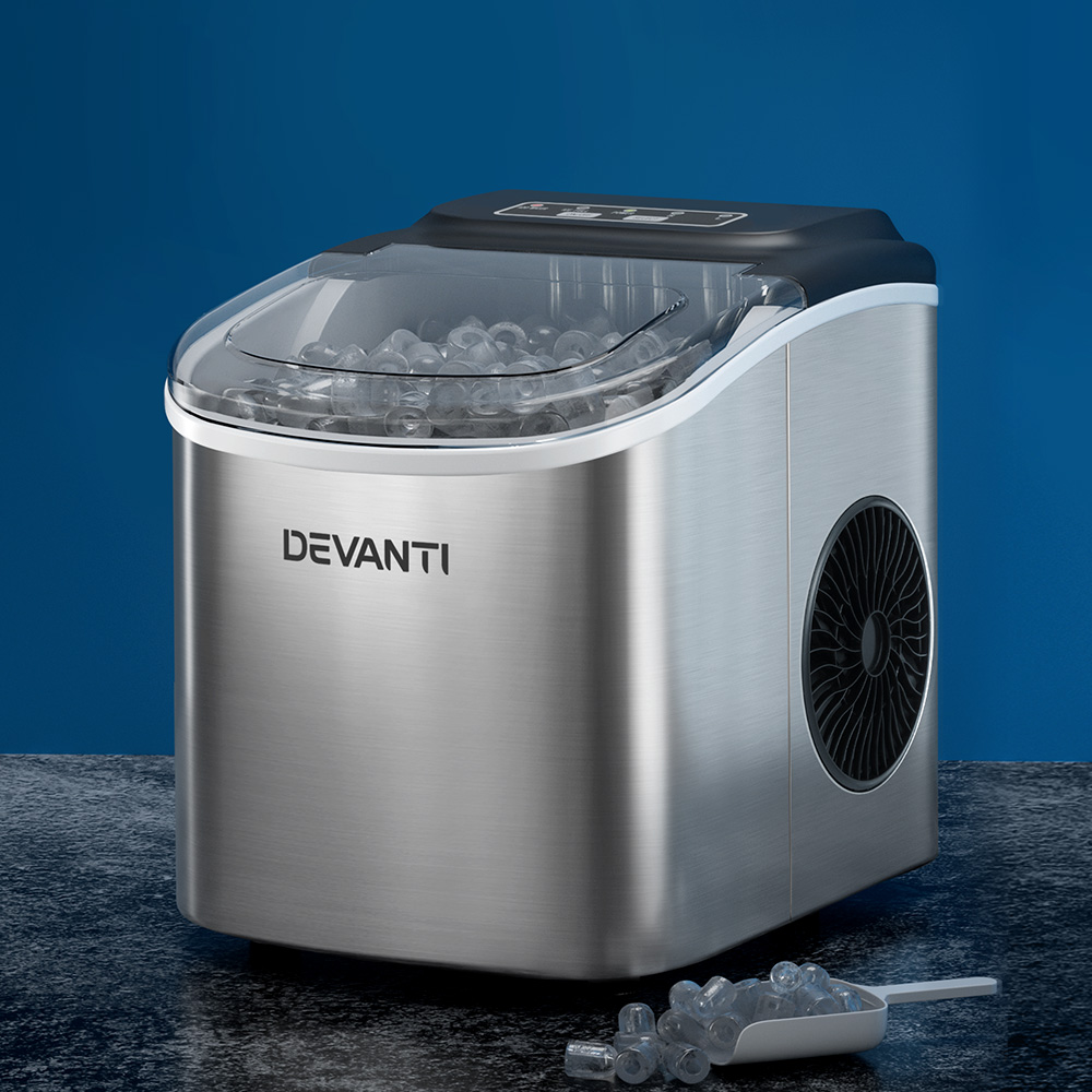 IM-ZB12H-SS-139277-06 Devanti 12kg Ice Maker Machine w/Self Cleaning Silver - Image 1