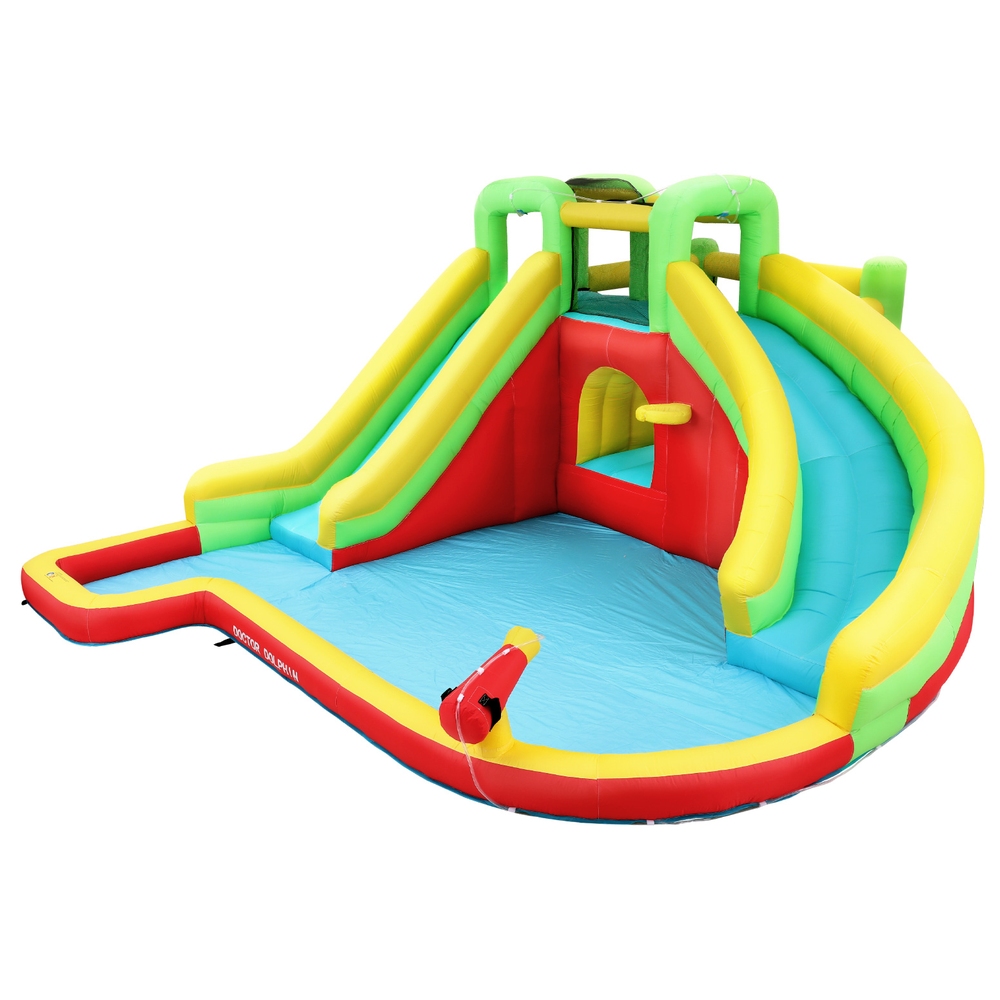 IOT-B-DD-73018-MC-191825-00 Doctor Dolphin Kids Inflatable Pool Water Slide Park Jumping Castle 575X445CM - Image 1