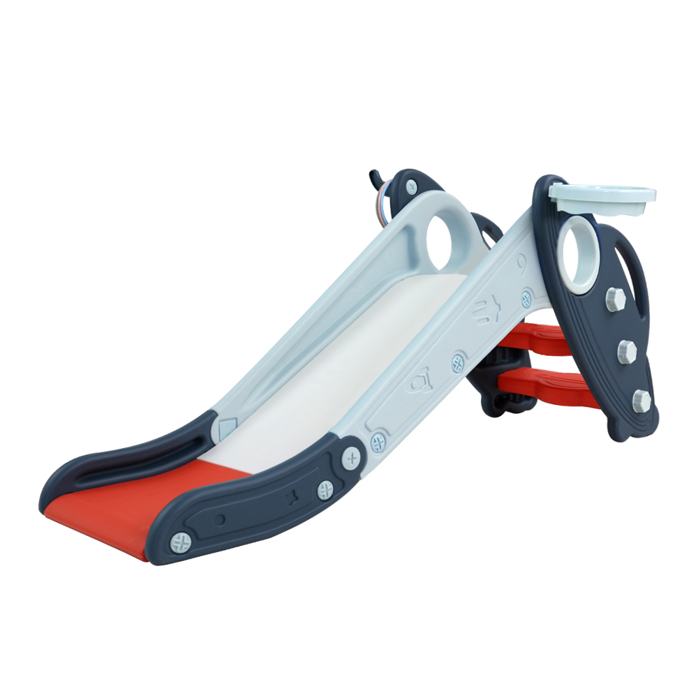 KPS-SLIDE-2093-BU-00 Keezi Kids Slide Set Basketball Hoop Rings Outdoor Playground Toys 110cm Blue - Image 1