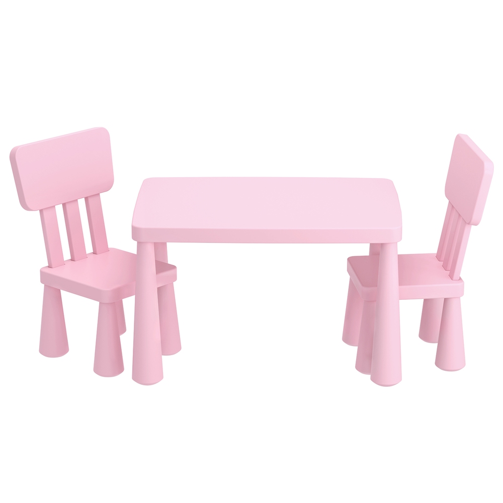 KTC-V-SQA-PL-PK-202503041104-00 1 Keezi Kids Table and 2 Chairs Set Pink - Image 1