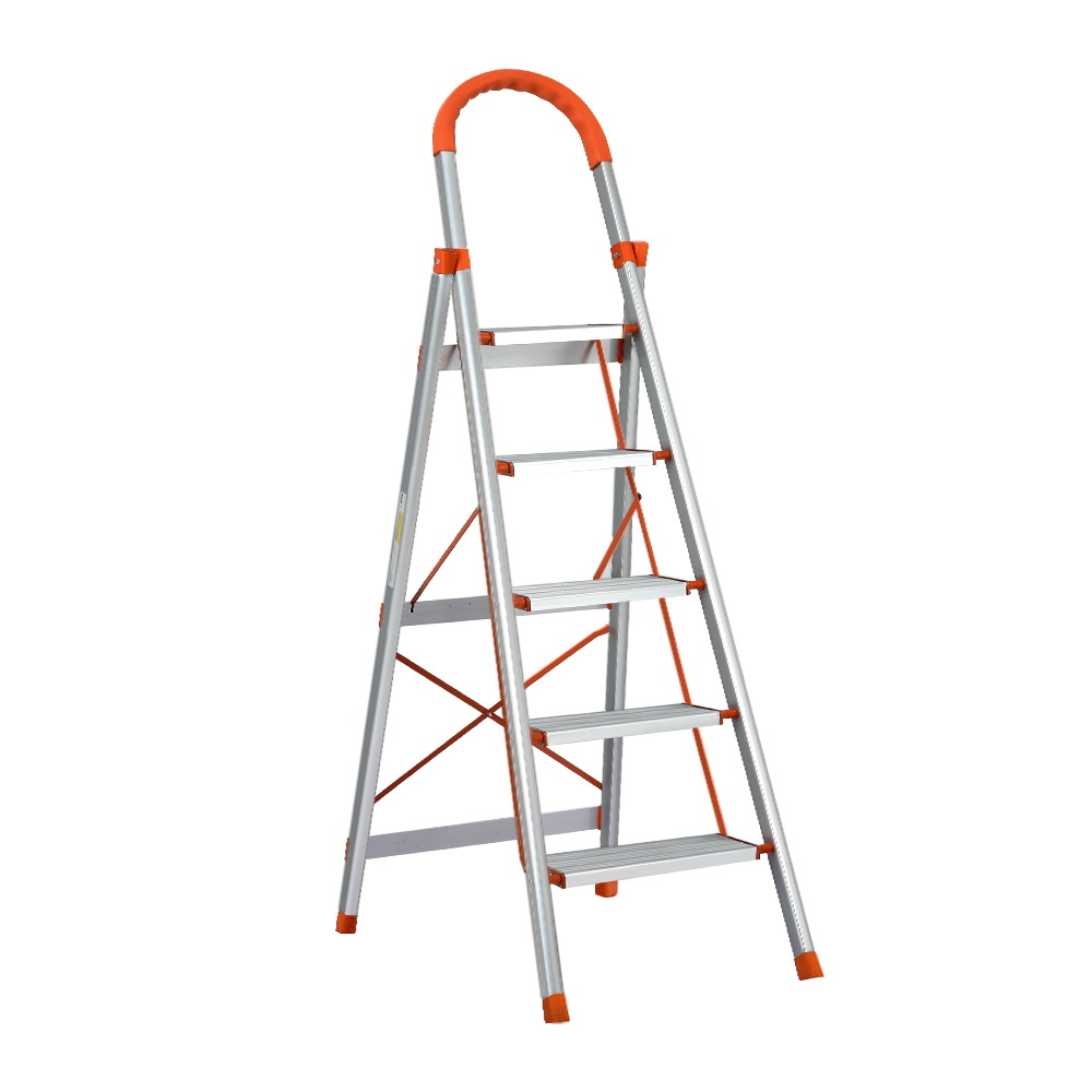 LD-H-ALU-5STEP-OS-64847-00 Giantz 5 Step Ladder Multi-Purpose Folding Aluminium Light Weight Non Slip Platform - Image 1