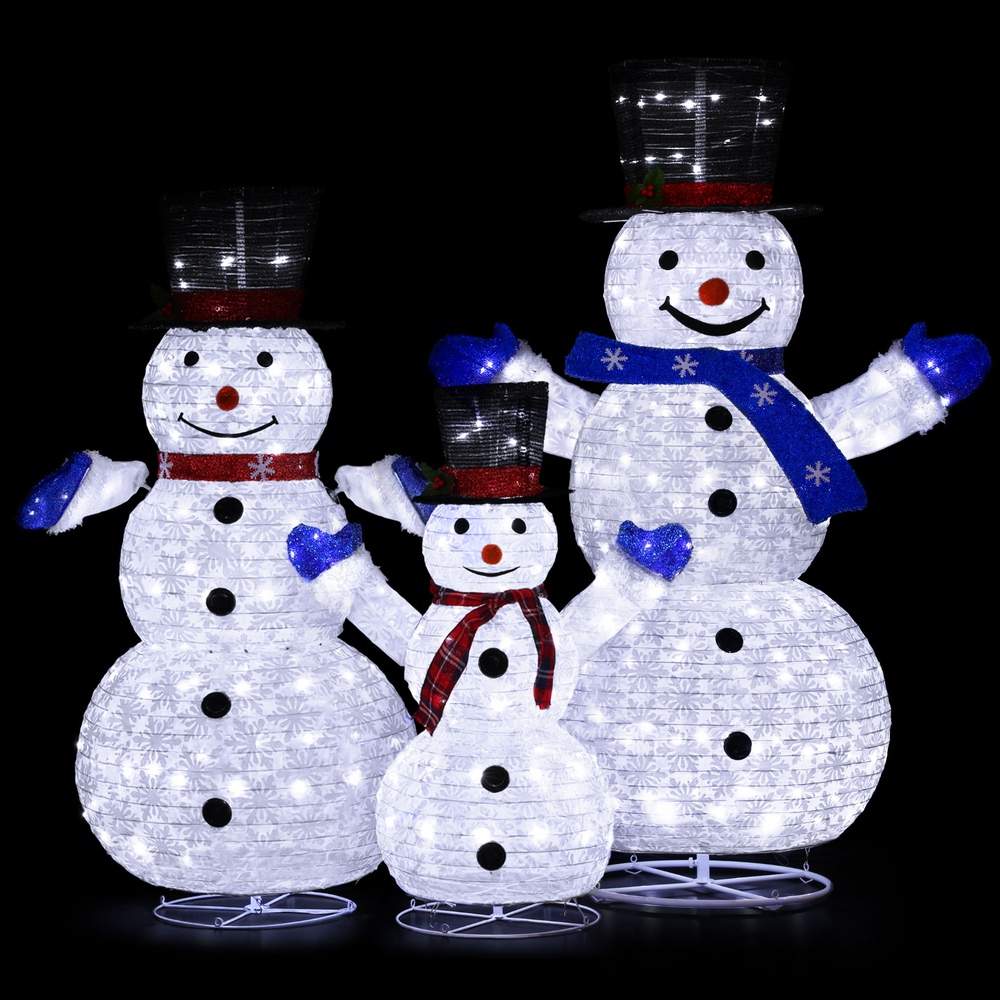 MAS-MOT-SNOW-3PCS-WH-190365-00 3 PCS Christmas Lights 330 LED Fairy Light Snowman Decorations Jingle Jollys - Image 1