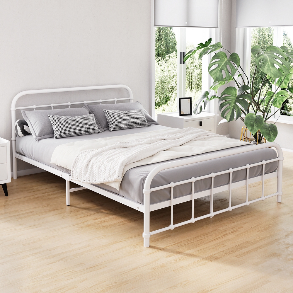 MBED-C-LEO-D-WH-21622-06 Artiss Bed Frame Metal Bed Frame LEO - Double (White) - Image 1