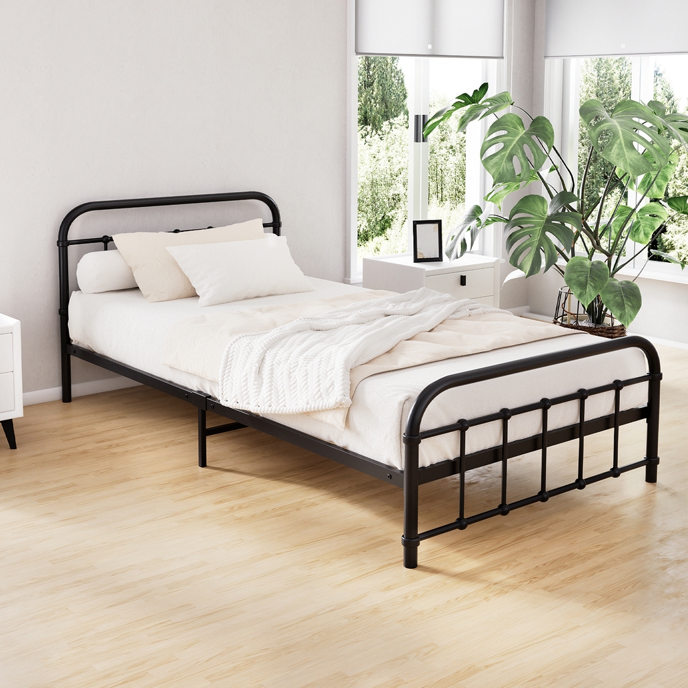MBED-C-LEO-KS-BK-21582-00 Artiss Bed Frame Metal Bed Frame LEO - King Single(Black) - Image 1