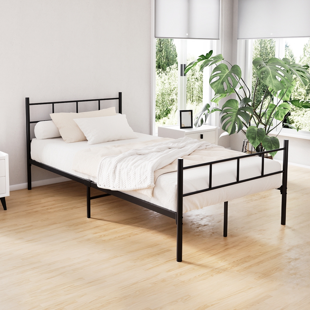 MBED-C-SOL-KS-BK-21563-07 Artiss Bed Frame King Single Metal Bed Frame SOL - Image 1