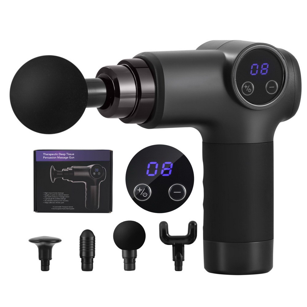 MG-B-1500-4H-BK-202506191530-00 Everfit Massage Gun 8 Speed 4 Heads Vibration Muscle Massager Chargeable Black - Image 1