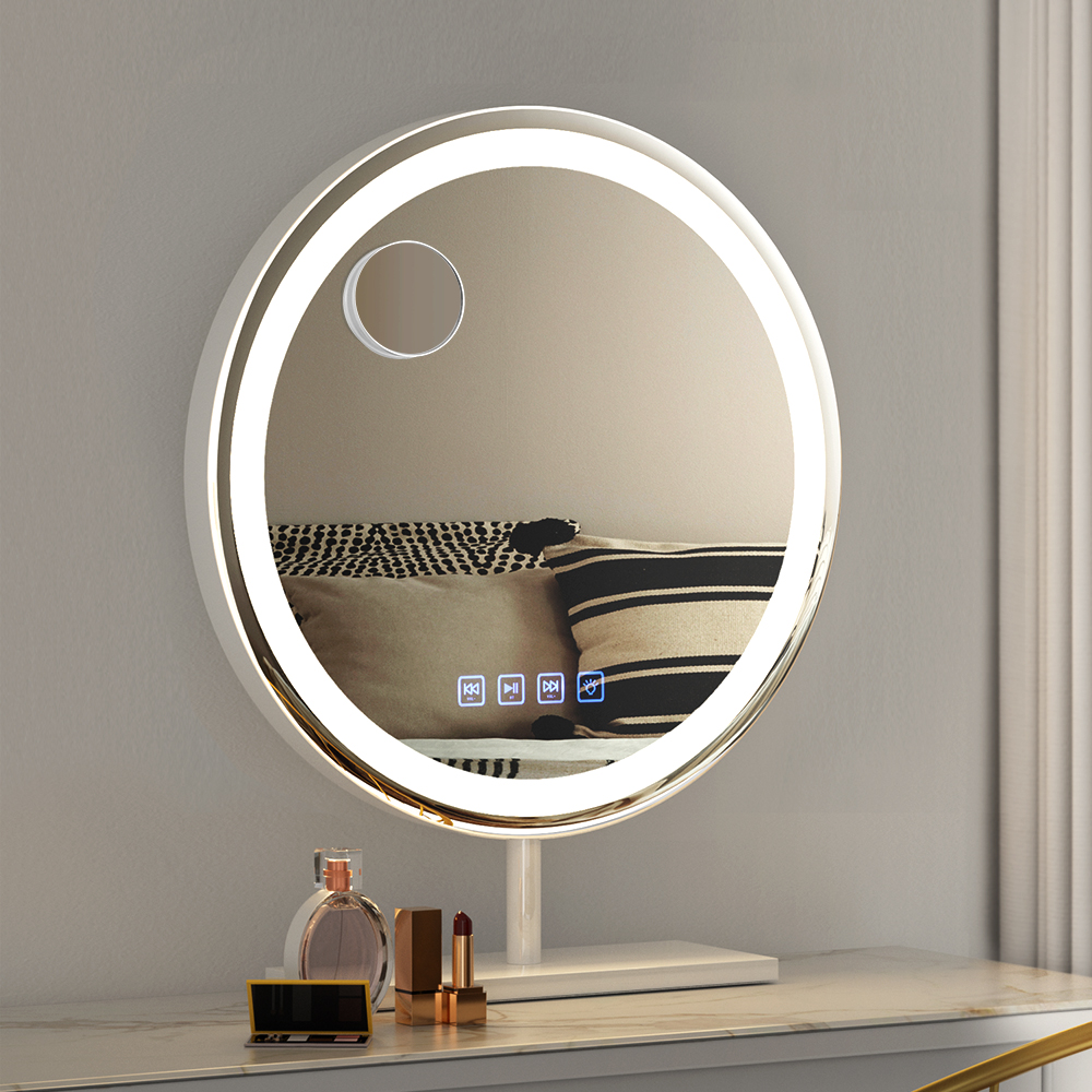 MM-E-STAND-R40-BT-202502281102-00 Embellir Makeup Mirror 40x40cm Hollywood Vanity with LED Light Tabletop Round - Image 1