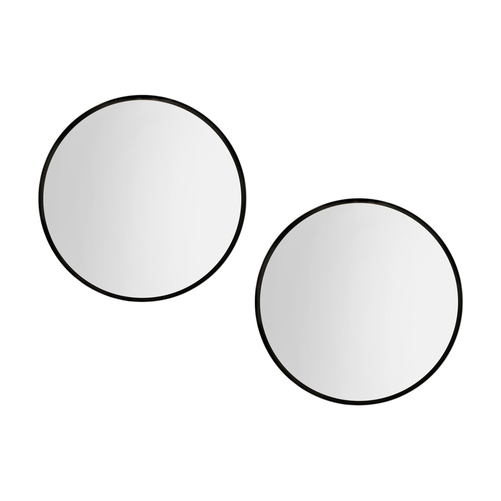 MM-E-WALL-ROU-BK-60-X2-202503171500-00 Embellir 2 Wall Mirror Makeup 60cm Home Decor Framed Mirrors Bathroom Round Black - Image 1