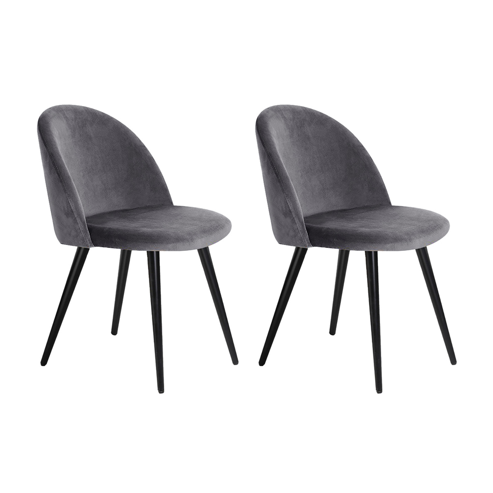 MO-DIN-02-VEL-BKX2-202502281138-07 Artiss Dining Chairs Set of 2 Velvet Solid Curved Dark Grey - Image 1