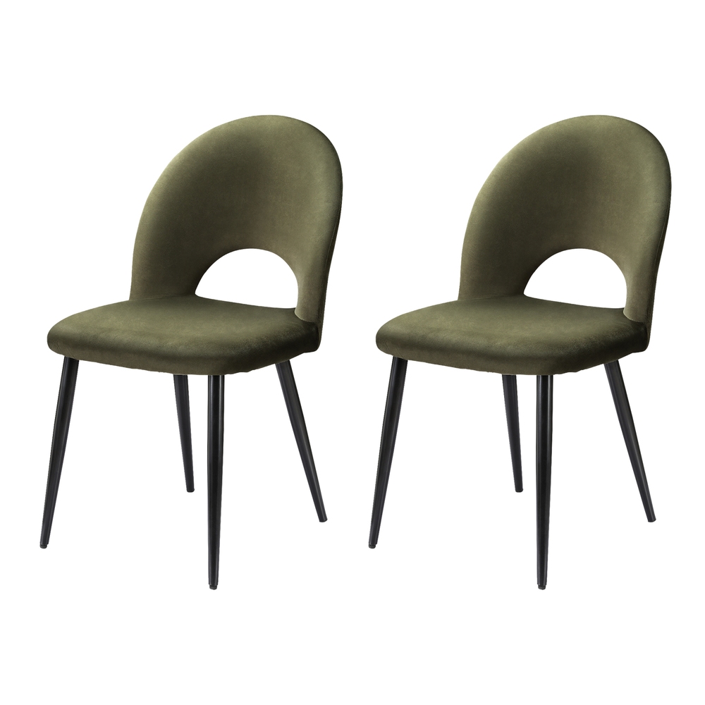 MO-DIN-C-01-VEL-GNX2-159219-00 Artiss Dining Chairs Set of 2 Velvet Hollow Green - Image 1