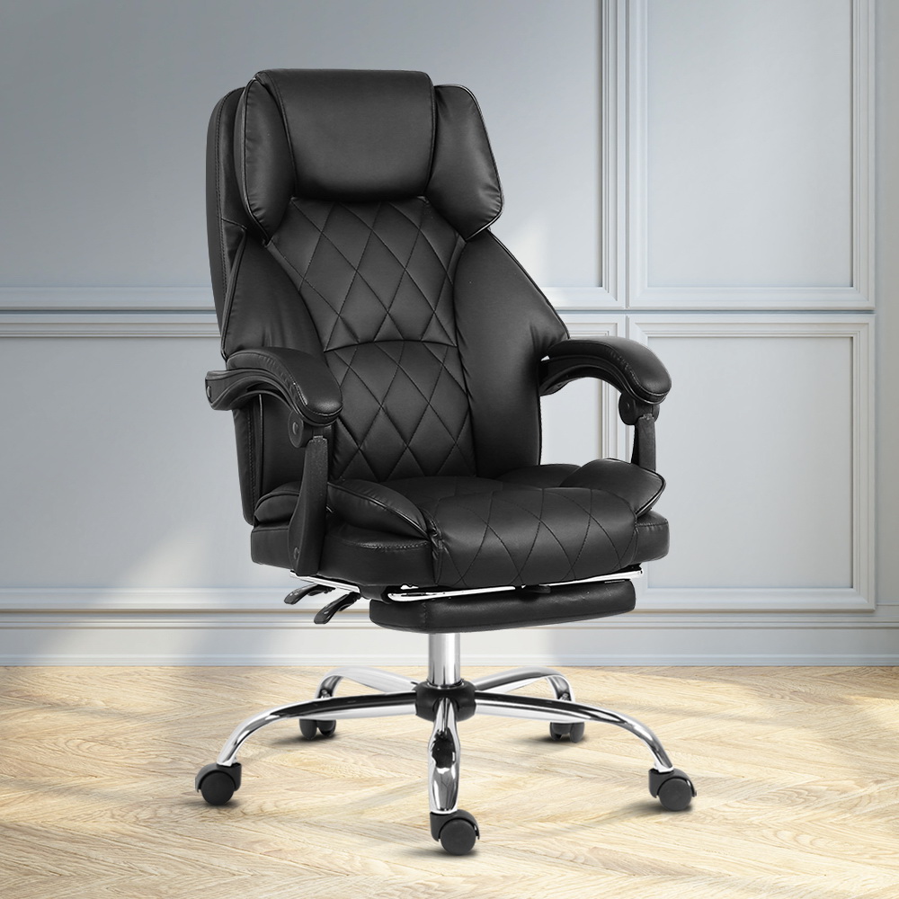 OCHAIR-G-1051-FT-BK-47411-06 Artiss Executive Office Chair Leather Footrest Black - Image 1