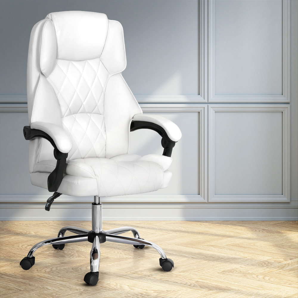 OCHAIR-G-1051-WH-149250-04 Artiss Executive Office Chair Leather Recliner White - Image 1