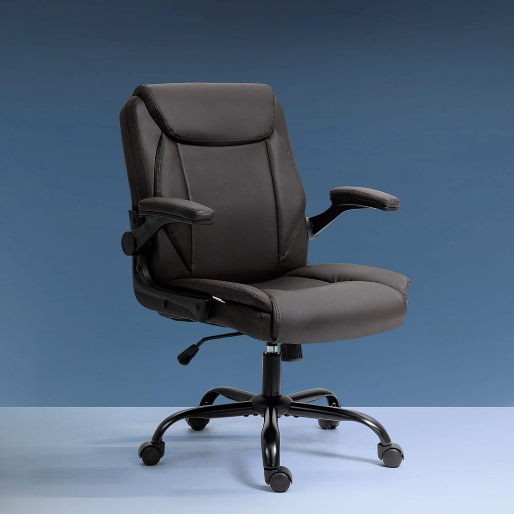 OCHAIR-G-7023-BR-53221-06 Artiss Executive Office Chair Mid Back Brwon - Image 1