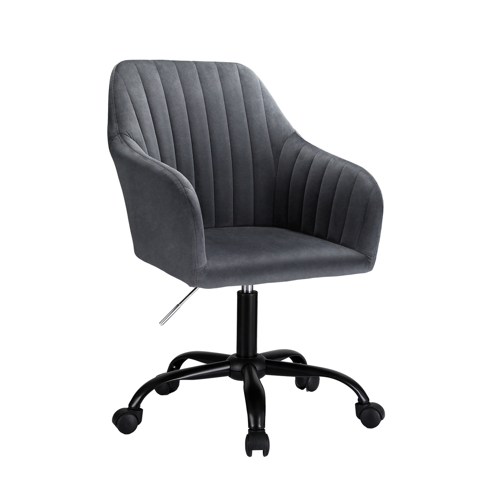 OCHAIR-H-DL22-GY-174911-00 Artiss Office Chair Velvet Seat Dark Grey - Image 1