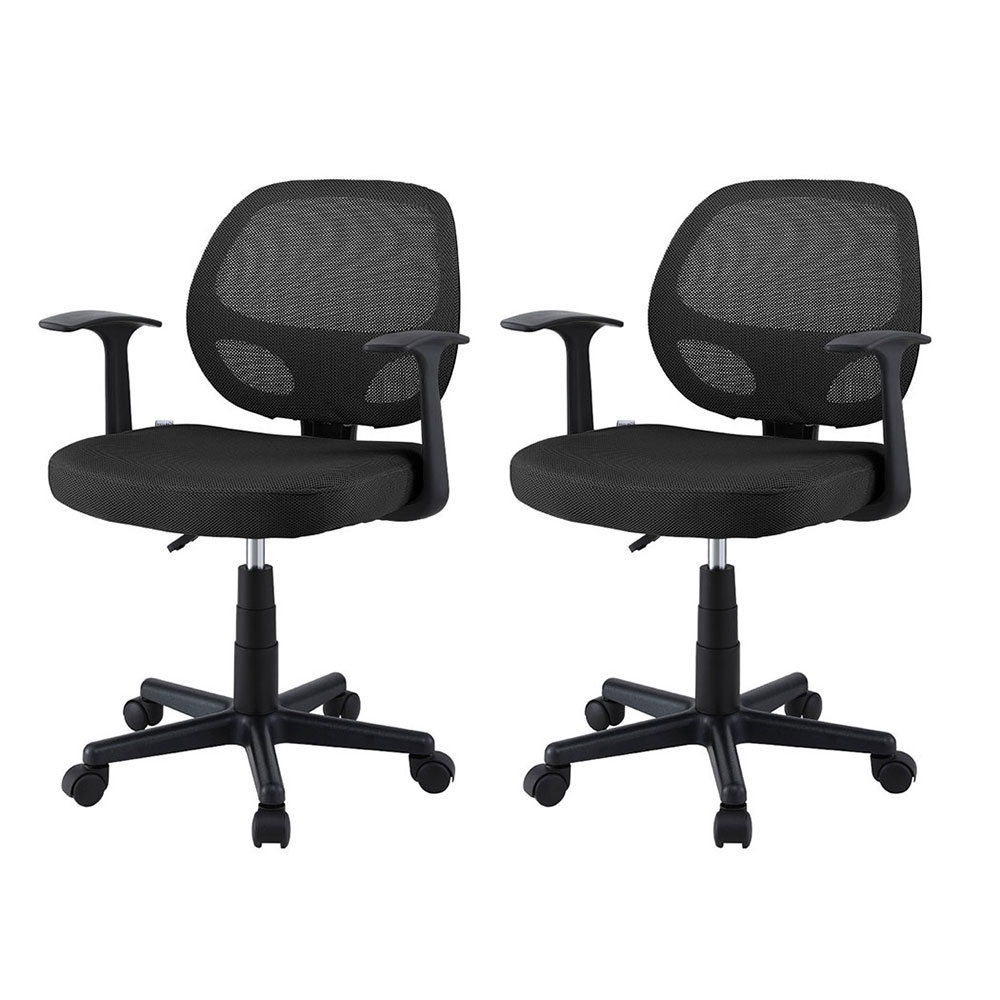 OCHAIR-H-FZ14-BKX2-202503171504-00 Artiss 2x Mesh Office Chair Computer Gaming Desk Chairs Work Study Mid Back Black - Image 1