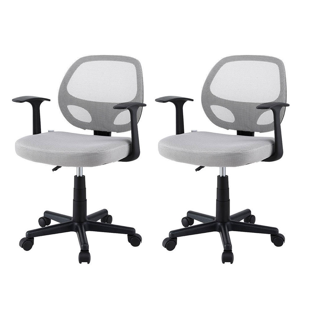 OCHAIR-H-FZ14-GYX2-202503171504-00 Artiss 2x Mesh Office Chair Computer Gaming Desk Chairs Work Study Mid Back Grey - Image 1