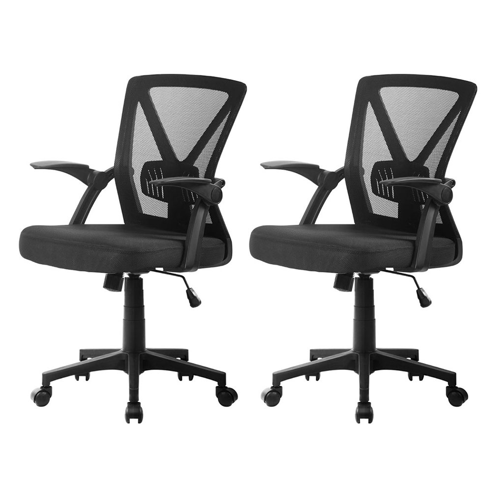 OCHAIR-H-M02-BKX2-202503171504-00 Artiss 2x Mesh Office Chair Mid Back Black - Image 1