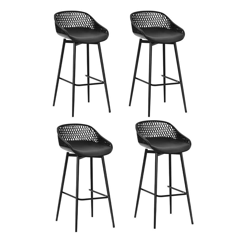 ODF-BA-CHAIR-PP-4X-95240-00 Gardeon 4x Outdoor Bar Stools Plastic Black - Image 1