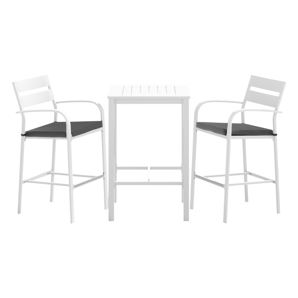 ODF-BARSET-WH-3SET-AB-191858-00 Gardeon Outdoor Bar Set Stools 3-Piece Dining Chairs Table Patio Aluminium Bistro Set - Image 1