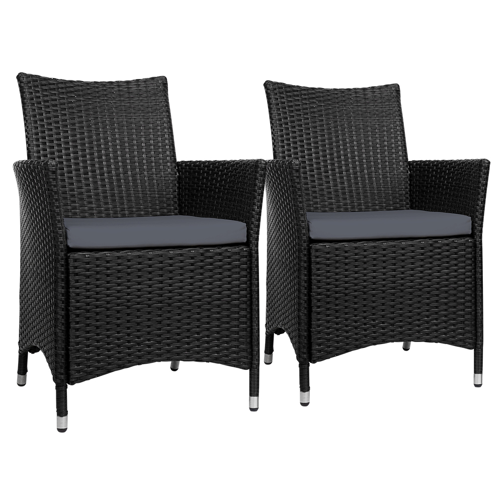 ODF-CHAIR-630-BK-2X-00 Gardeon Outdoor Dining Chairs Patio Furniture Wicker Garden Cushion Idris 2PC - Image 1