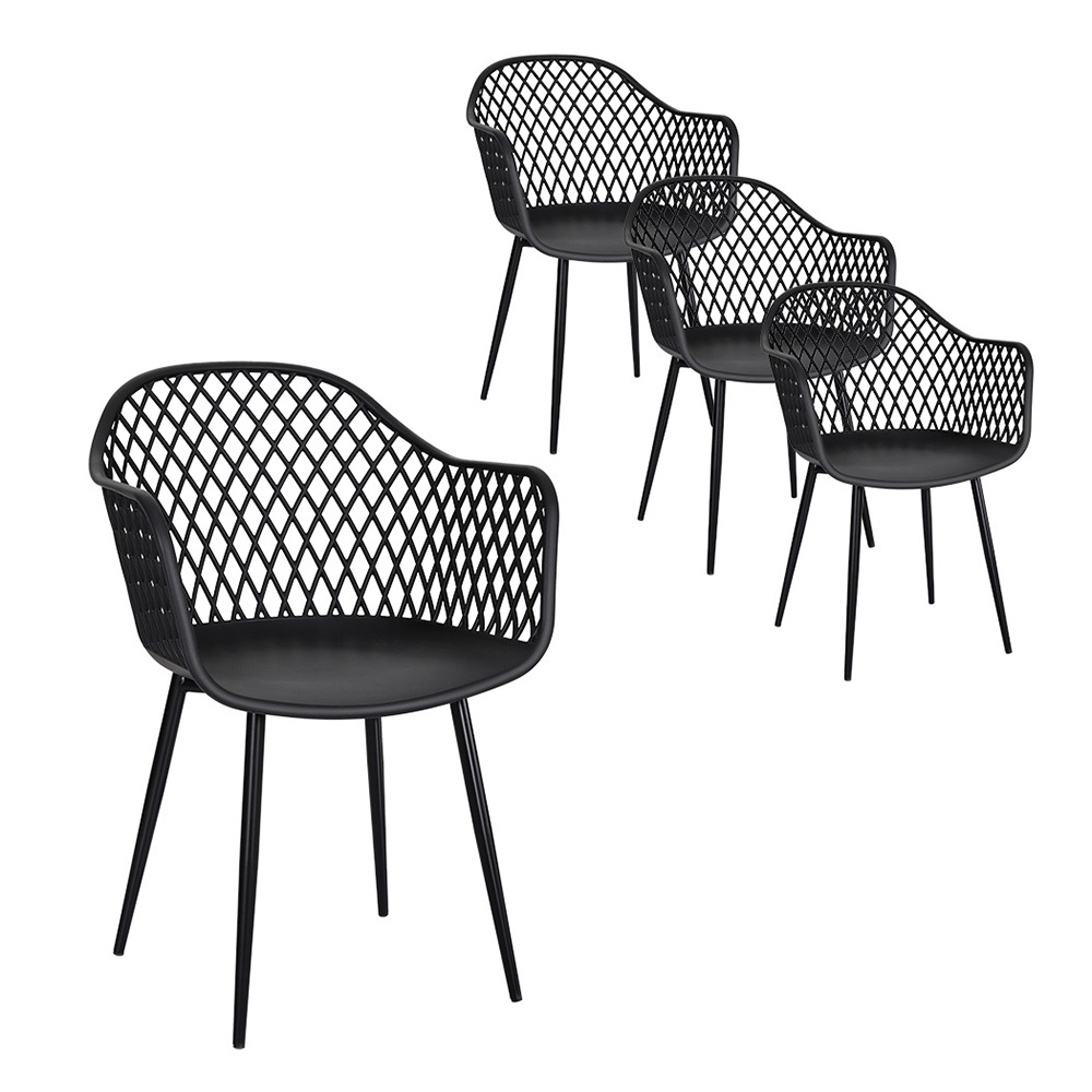 ODF-CHAIR-PP130-BK-4X-145662-00 Gardeon 4PC Outdoor Dining Chairs PP Lounge Chair Patio Furniture Garden Black - Image 1