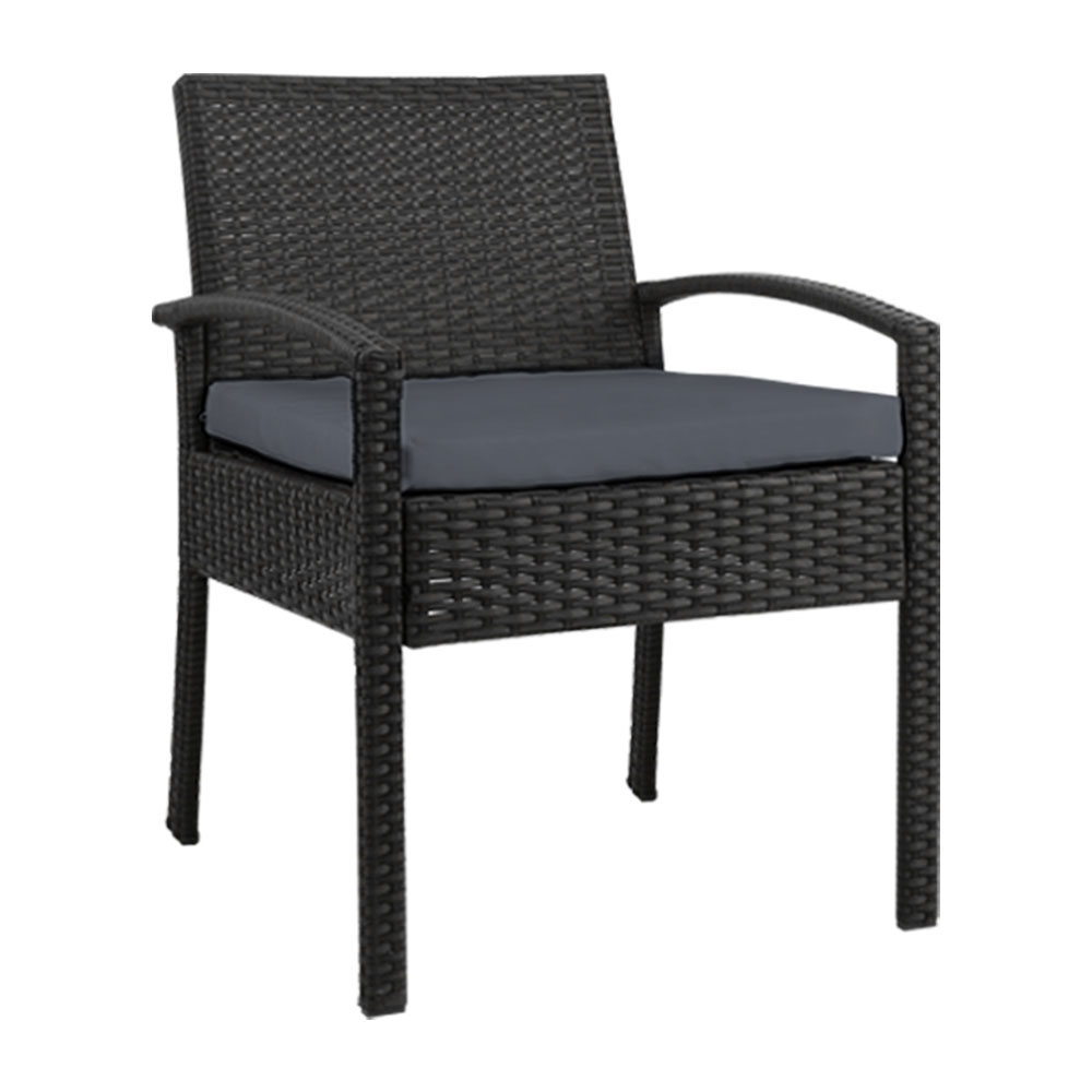 ODF-CHAIR-TEA-BK-00 Gardeon Outdoor Dining Chairs Patio Furniture Rattan Lounge Chair Cushion Felix - Image 1