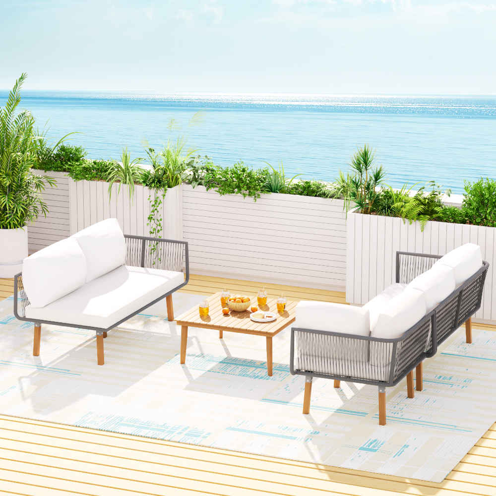 ODF-V-SOFA02-TK-ABCD-89302-04 Gardeon 5-Seater Outdoor Sofa Set Wooden Lounge Setting Aluminum - Image 1