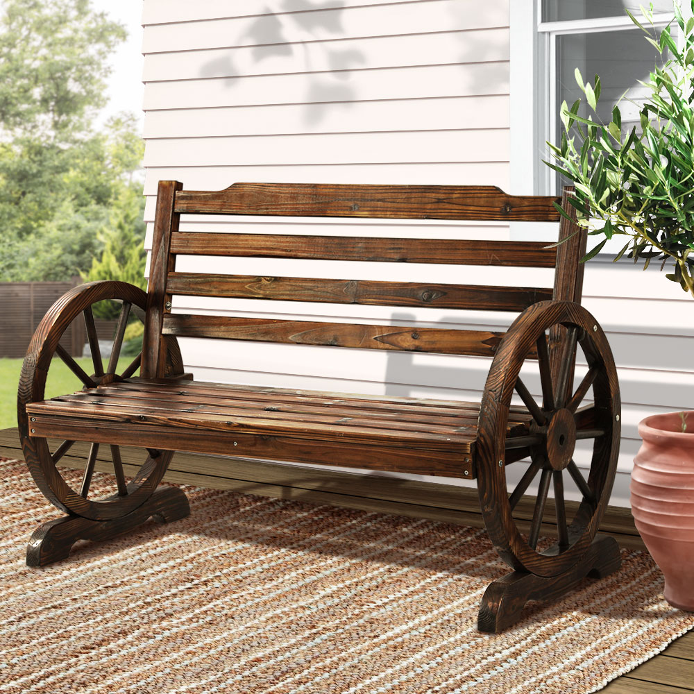 ODF-WAGON-CC-202502281612-00 Gardeon Outdoor Garden Bench Wooden 2 Seat Wagon Chair Patio Furniture Brown - Image 1