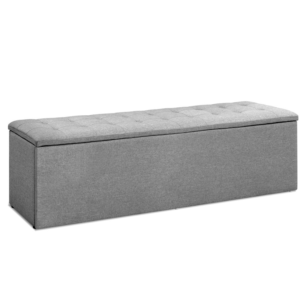 OTM-L140-GY-AB-202502281258-07 Artiss Storage Ottoman Blanket Box 140cm Linen Grey - Image 1