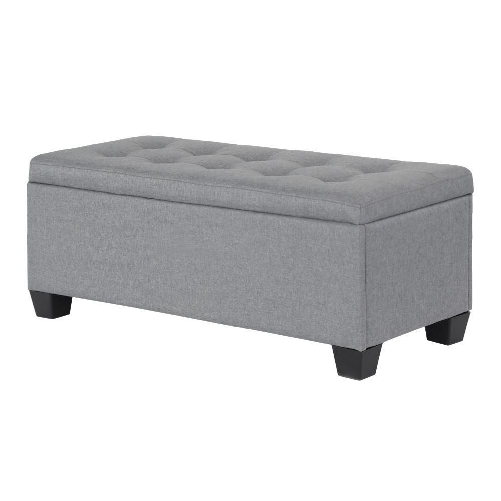 OTM-L2-LINEN-GY-202502281300-07 Artiss Storage Ottoman Blanket Box 97cm Linen Grey - Image 1