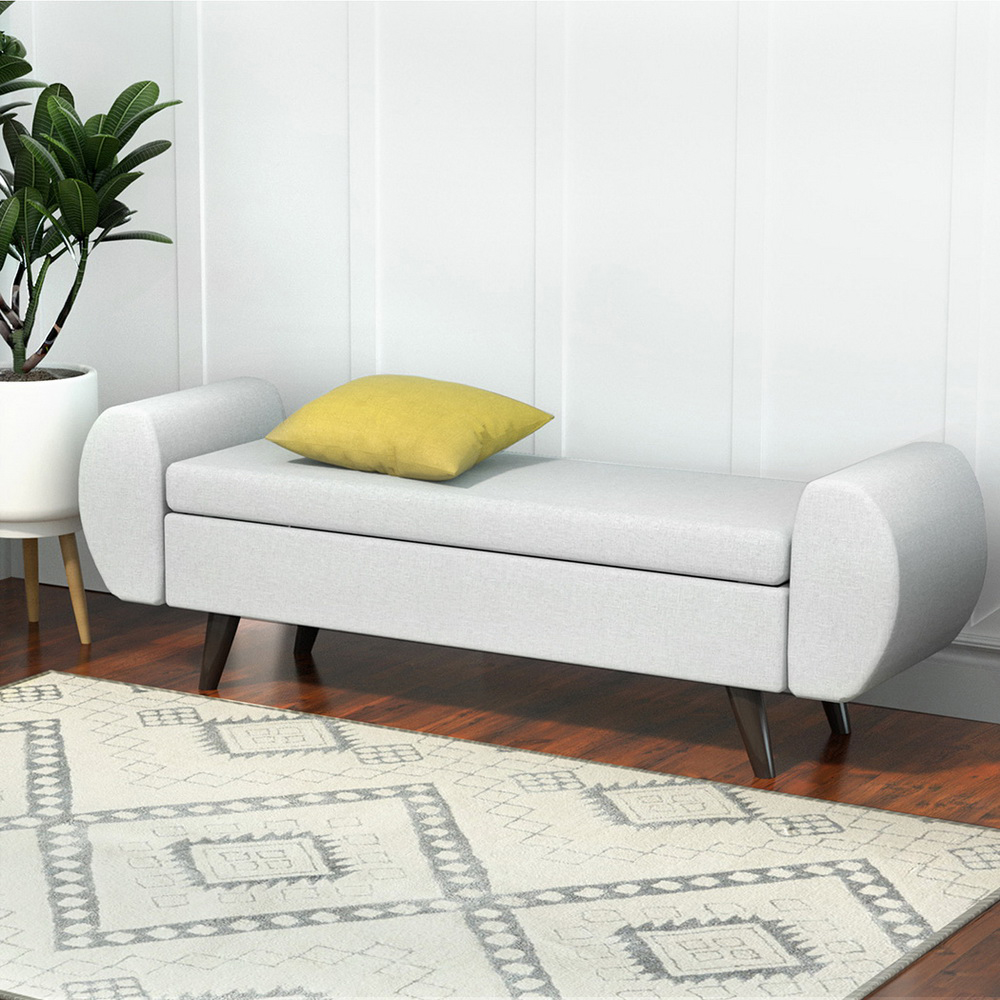 OTM-RTA-07-ARM-GY-AB-190122-06 Artiss Storage Ottoman Blanket Box Armrest 140cm Grey - Image 1