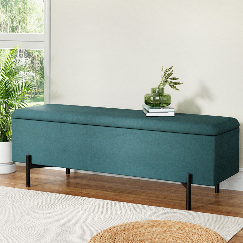 OTM-RTA-09-L140-GN-AB-190121-06 Artiss Storage Ottoman Blanket Box 140cm Velvet Green - Image 1