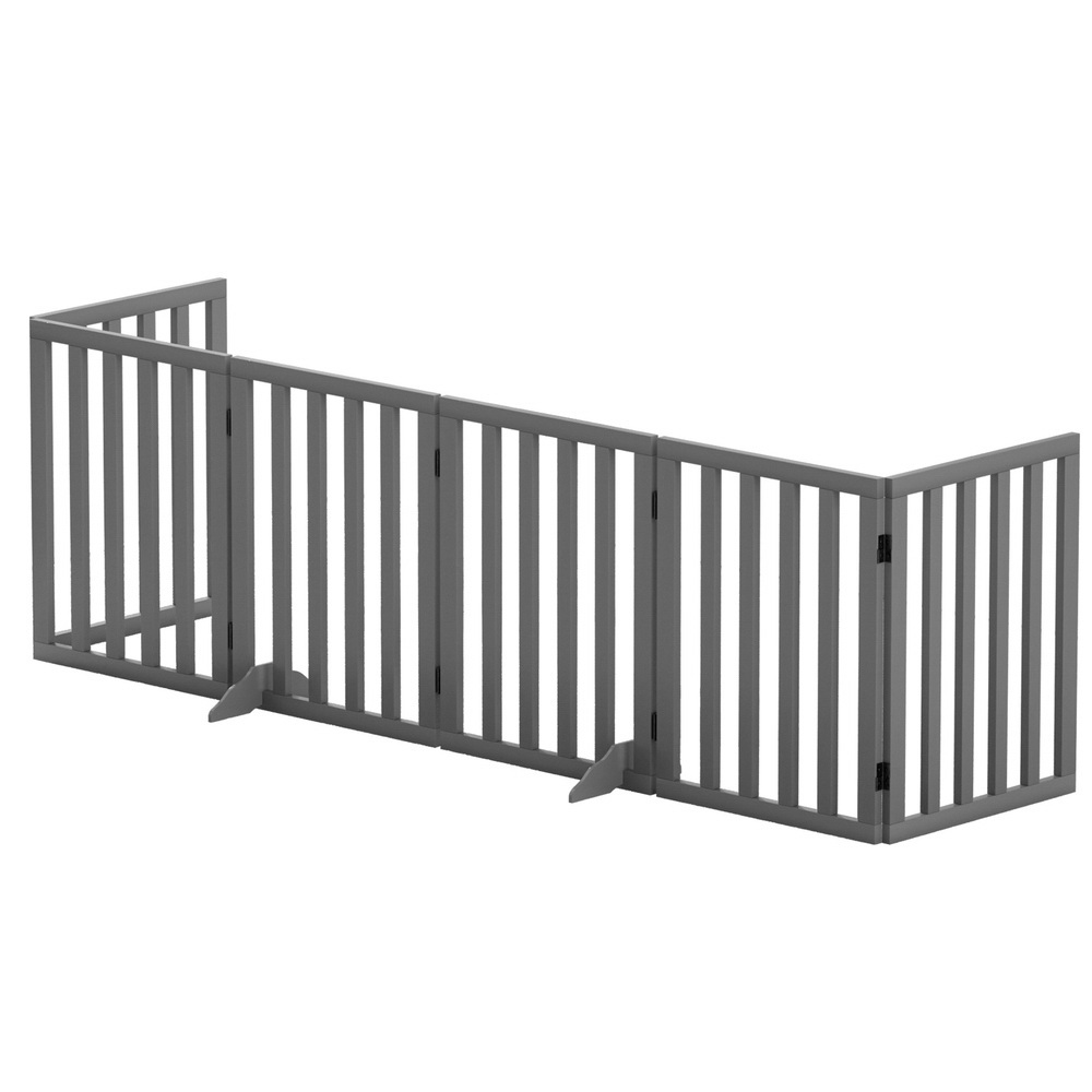 PET-GATE-WOOD-60-GR-159087-00 i.Pet Dog Playpen Enclosure 6 Panel Pet Fence Wooden Play Pen - Image 1