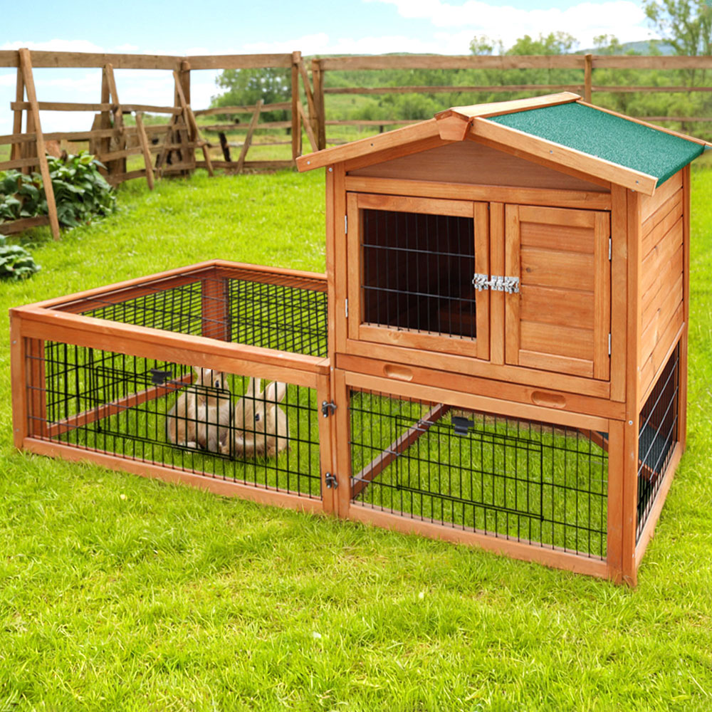 PET-GT-WOOD-R1420-4842-07 i.Pet Chicken Coop Rabbit Hutch 155cm x 49cm x 90cm Large Chicken Coop Wooden Run Cage House Outdoor - Image 1