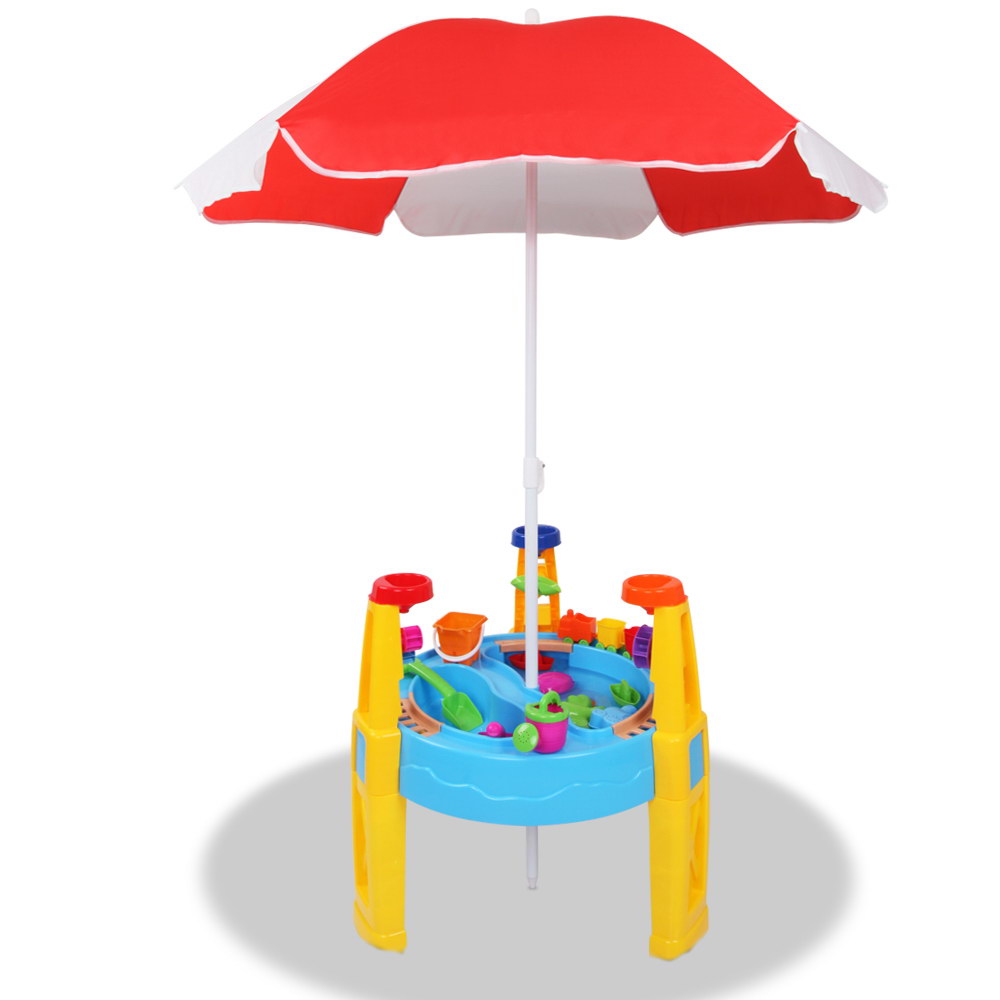 PLAY-UMBRELLA-BU-00 Keezi Kids Sandpit Pretend Play Set Water Sand Table Children Outdoor Toy Umbrella - Image 1