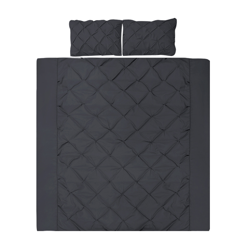 QCS-DIAM-BK-SK-00 Giselle Bedding Quilt Cover Set Diamond Black Super King - Image 1