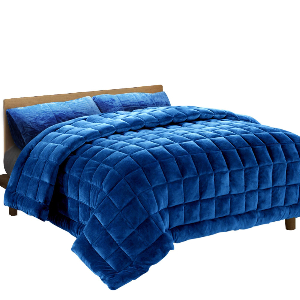 QUILT-FM-TEAL-Q-17757-00 Giselle Bedding Faux Mink Quilt Blue Queen - Image 1