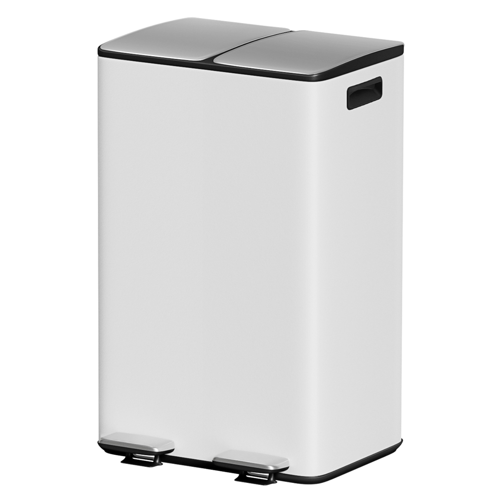 RB-60L-2C-WH-202506041004-00 Cefito Pedal Bins Rubbish Bin Dual Compartment Waste Recycle Dustbins 60L White - Image 1