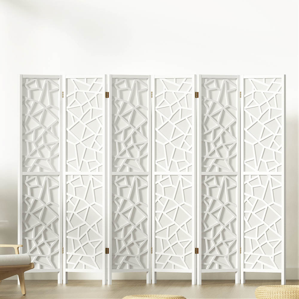 RD-4016-6P-WH-202502281402-00 Artiss 6 Panel Room Divider Screen 244x170cm Clover White - Image 1