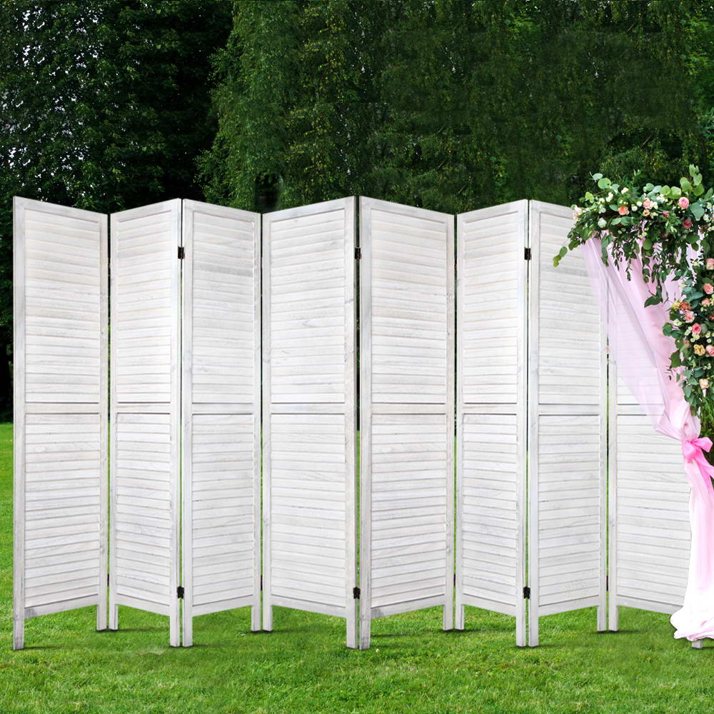 RD-B-0539-8P-WH-202502281406-00 Artiss 8 Panel Room Divider Screen 326x170cm Louver White - Image 1