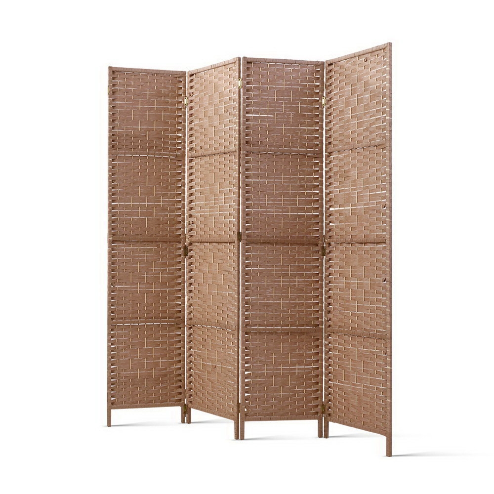 RD-C-8001-4P-NT-202502281408-07 Artiss 4 Panel Room Divider Screen 163x170cm Woven Natural - Image 1