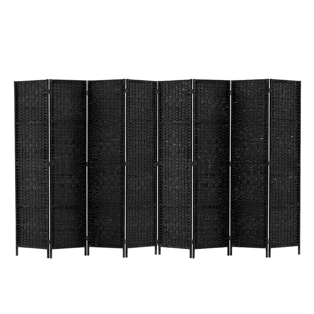RD-C-8001-8P-BK-202502281408-07 Artiss 8 Panel Room Divider Screen 326x170cm Woven Black - Image 1