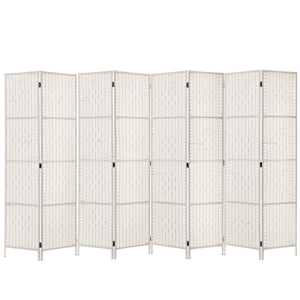 RD-C-8001-8P-WH-202502281410-07 Artiss 8 Panel Room Divider Screen 326x170cm Woven White - Image 1