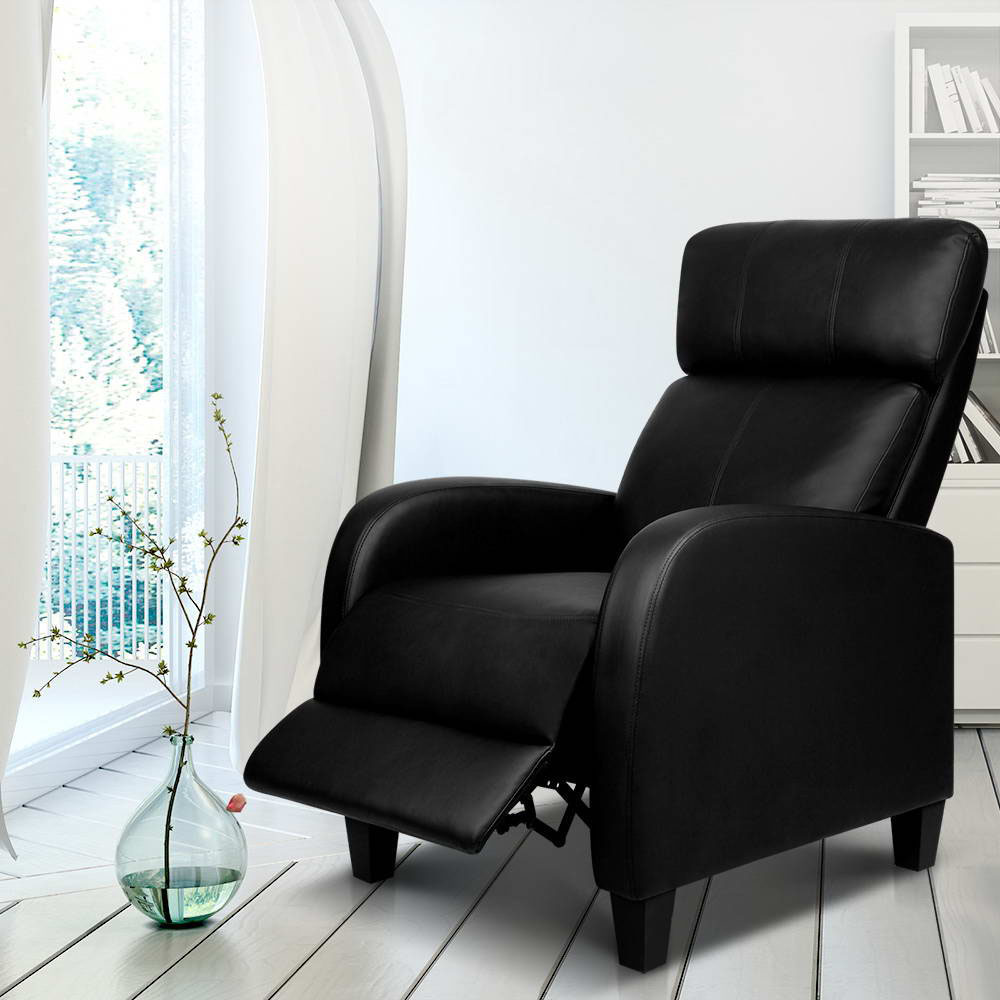 RECLINER-A1-BK-AB-202502281304-00 Artiss PU Leather Reclining Armchair - Black - Image 1