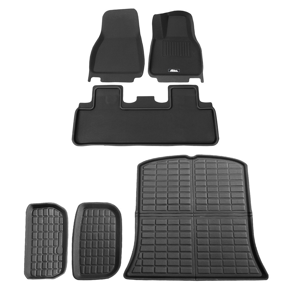 RUBBER-MAT-TESLA-MODELY-RFT-SET-61519-00 Weisshorn Car Rubber Floor Trunk Toolbox Cargo Mats for Tesla Model Y 2021-2023 - Image 1