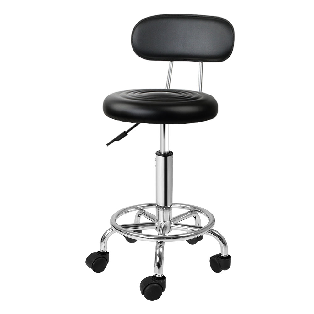 SALON-B-4128-BK-00 Artiss Salon Stool Swivel Chair Backrest Black - Image 1