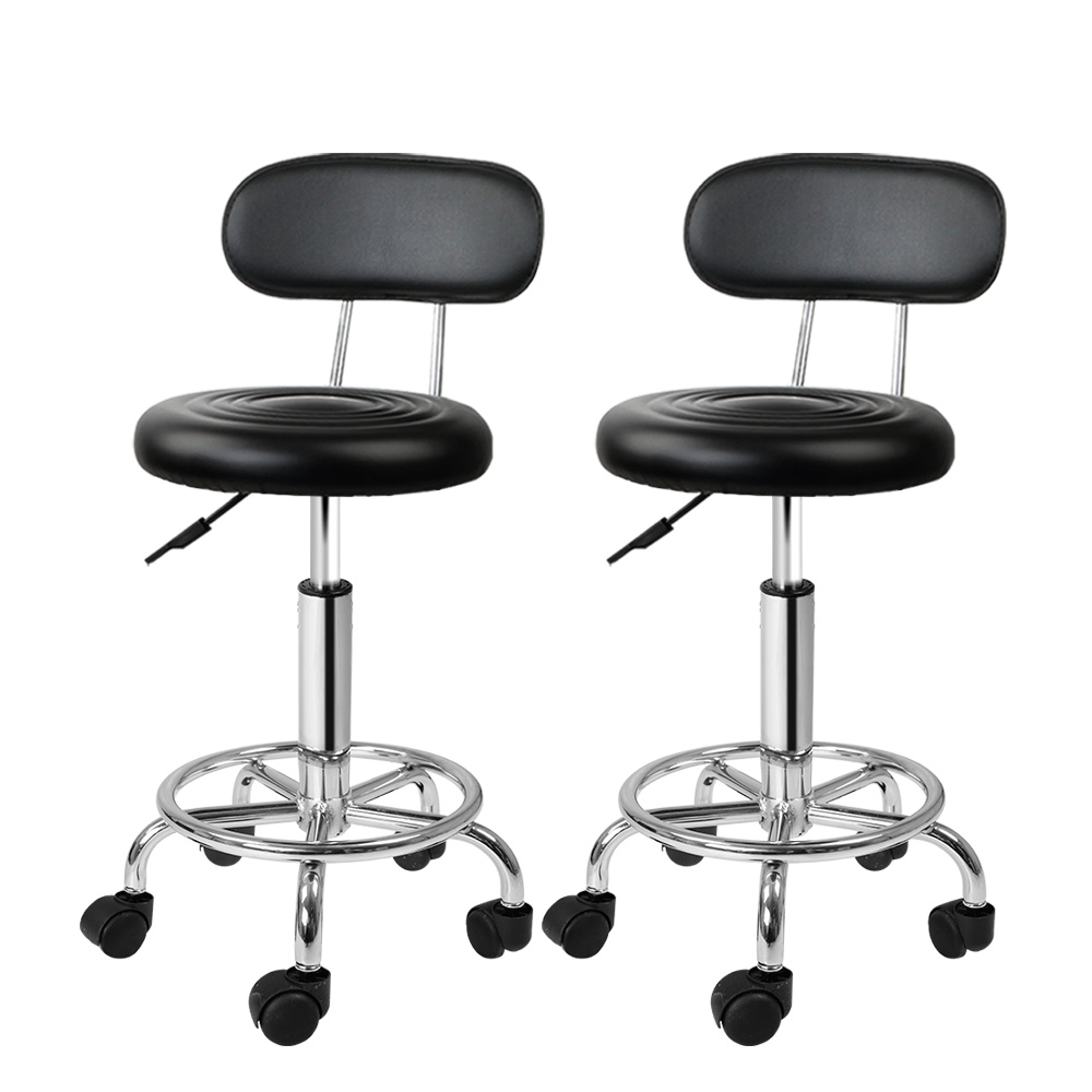 SALON-B-4128-BKX2-202504111608-00 Artiss 2x Salon Stool Swivel Chair Backrest Black - Image 1