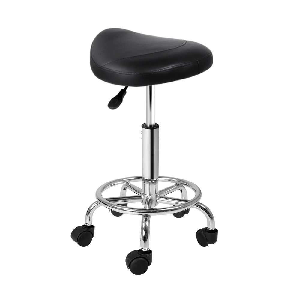 SALON-B-ERG-BK-00 Artiss Salon Stool Saddle Swivel Chair Black - Image 1