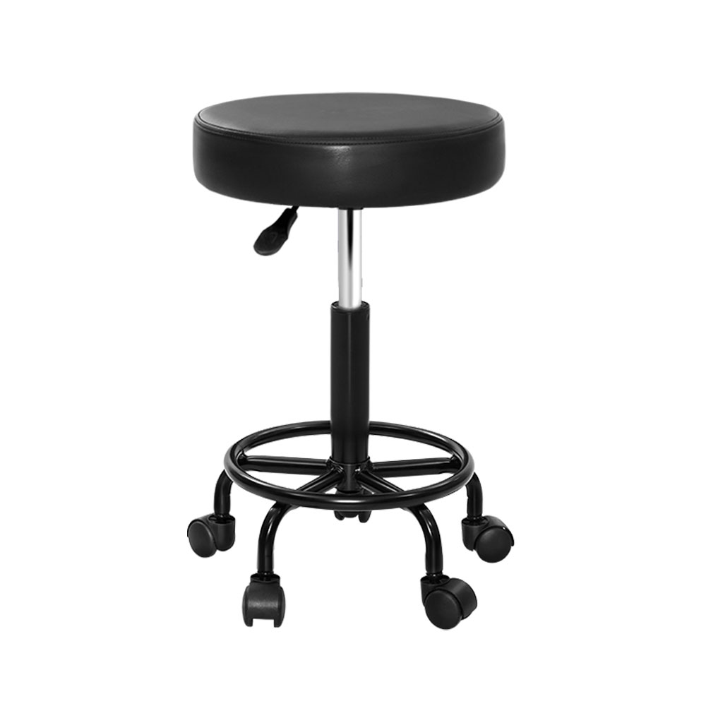 SALON-B-RD-NEW-BK-00 Artiss Salon Stool Round Swivel Chair - Image 1
