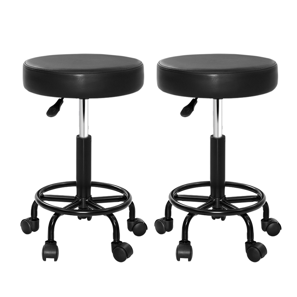 SALON-B-RD-NEW-BKX2-202504111610-00 Artiss 2x Salon Stool Round Swivel Chair - Image 1
